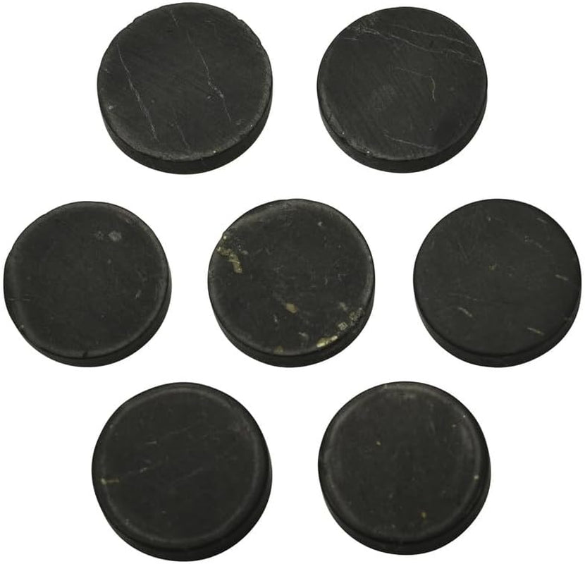 7 Pcs Shungite Sticker for Cell Phone Case Tablet Laptop Computer - round Dot Healing Energy Shungite Stones Protection Plate with Carbon Fullerenes (Unpolished, 20 Mm / 0.78")